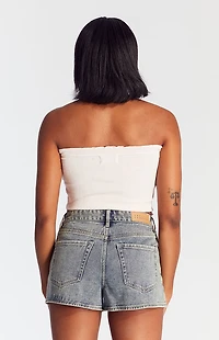 Pacsun Dark Indigo Zip Fly High Waisted Denim Festival Shorts