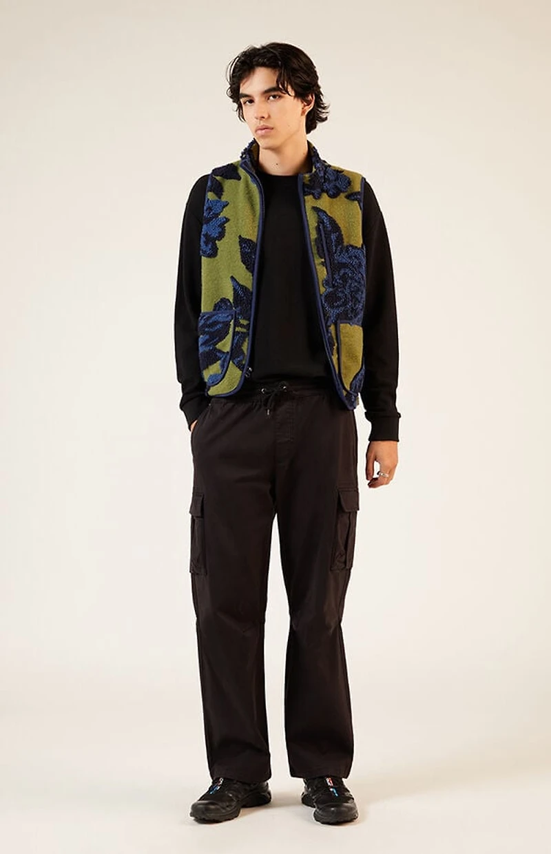 Pacsun Olive Sherpa Print Vest