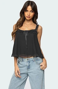 Edikted Ruffle Mesh Babydoll Tank Top