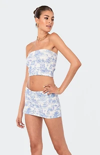 Edikted Delft Print Strapless Top