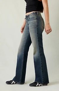 Pacsun Jade Low Rise Bootcut Jeans Lace-Up Dark Blue