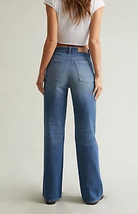 Pacsun Madison High Waisted Girlfriend Jeans Stretch Medium Blue