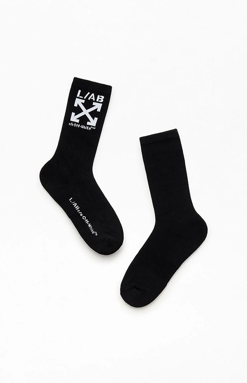 L/AB c/o Off-White 3 Pack Black Clamp Arrows Crew Socks