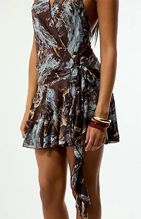Third Charm Nikki Printed Wrap Mini Dress
