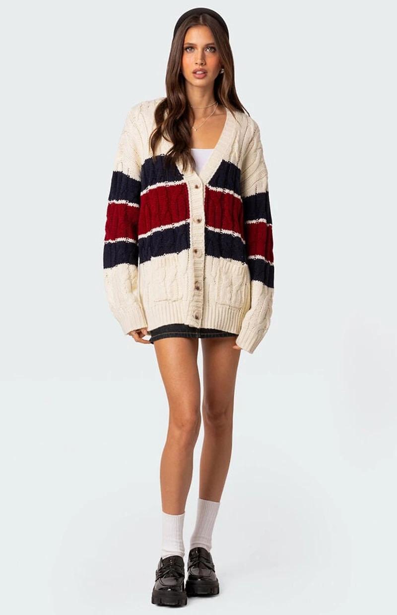 Edikted Tinsley Oversized Cable Knit Cardigan