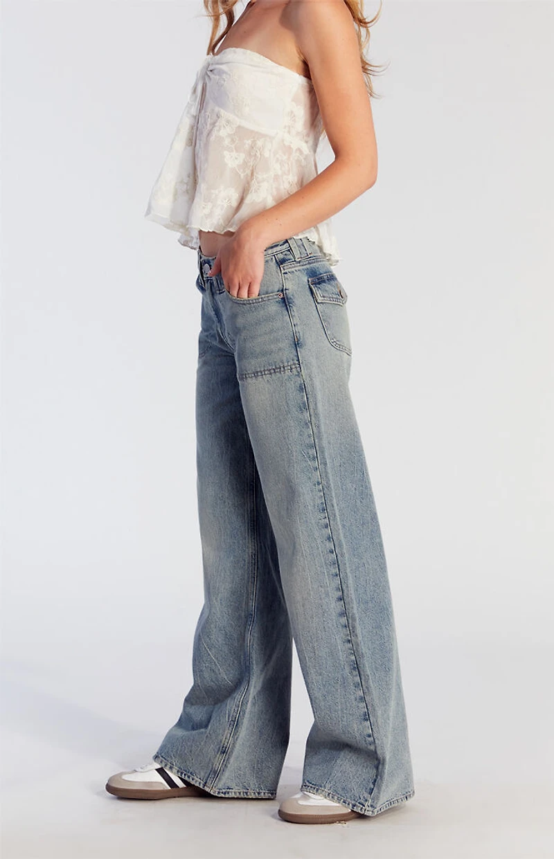 Pacsun Lena Low Rise Super Baggy Jeans Light Indigo Tinted
