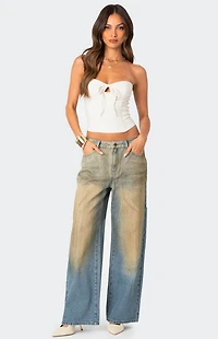 Edikted Muddy Washed Low Rise Jeans