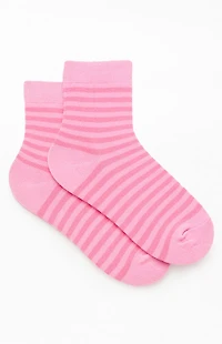 John Galt Pink Striped Ankle Socks