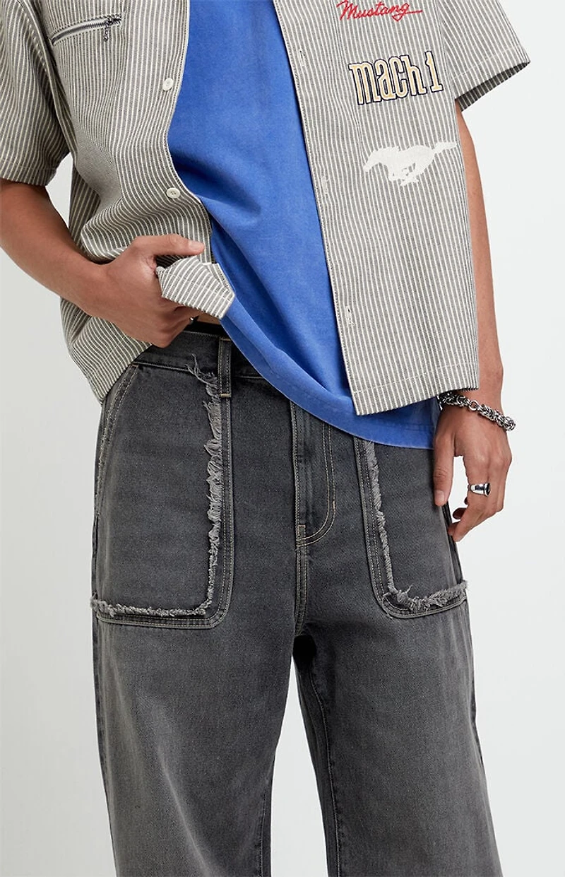 Pacsun Blake Extreme Baggy Jeans Frayed Pocket Faded Black