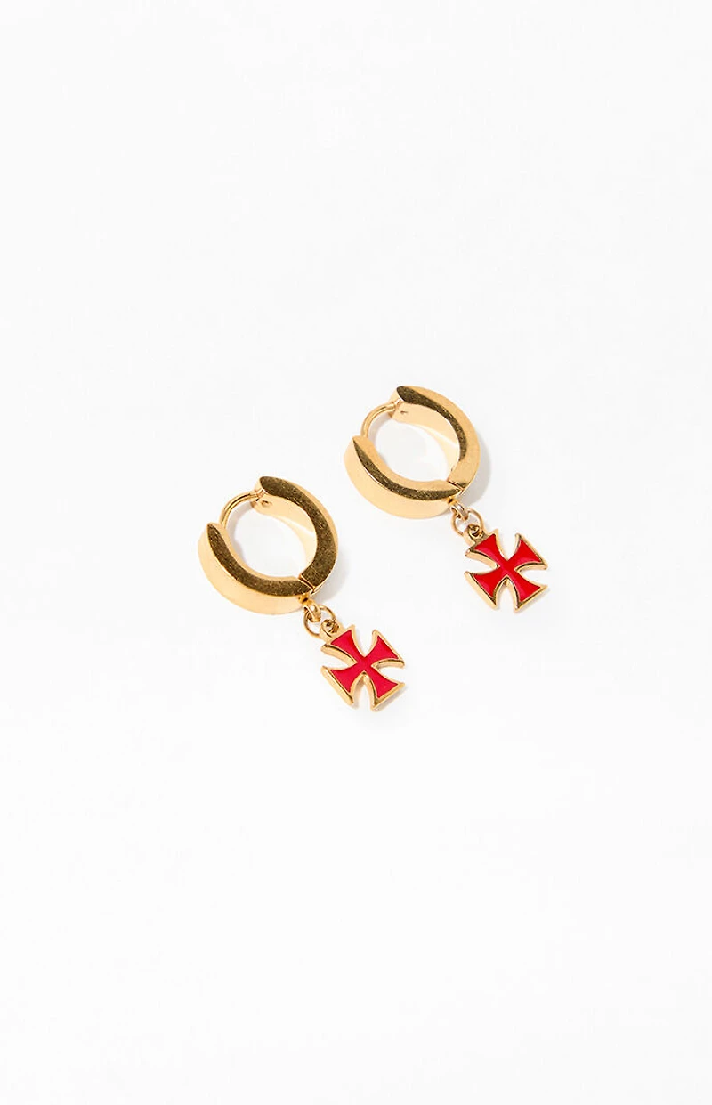 Pacsun Gold Cross Hoop Earrings
