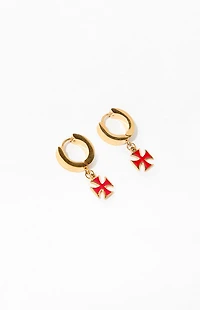 Pacsun Gold Cross Hoop Earrings