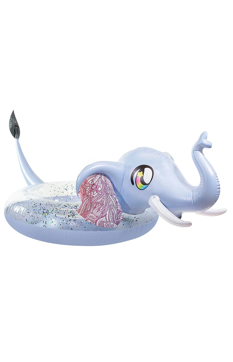 PoolCandy Inflatable 48" Jumbo Glitter Elephant Pool Tube