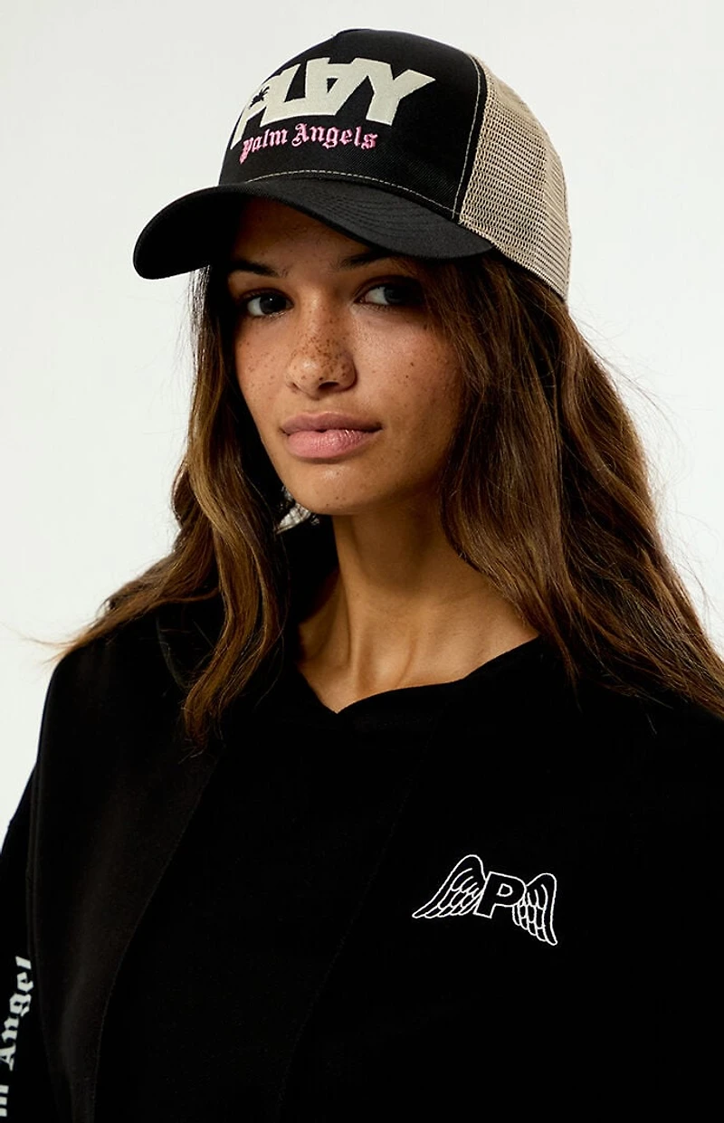 PLAY PALM ANGELS Logo Trucker Hat