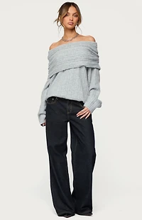 Edikted Kadenna Oversized Off Shoulder Sweater