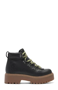 Timberland Women's Black Nubuck Stone Street Mid Lace-Up Boots