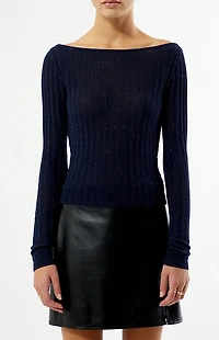 Beverly and Beck Bailey Boat Neck Glitter Sweater