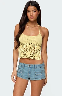 Edikted Miel Crochet Backless Halter Top