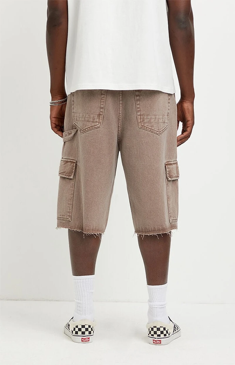 Pacsun Austin Extreme Baggy Jean Shorts Cargo Brown
