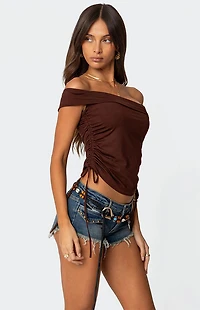 Edikted Yafa Asymmetric Off Shoulder Top