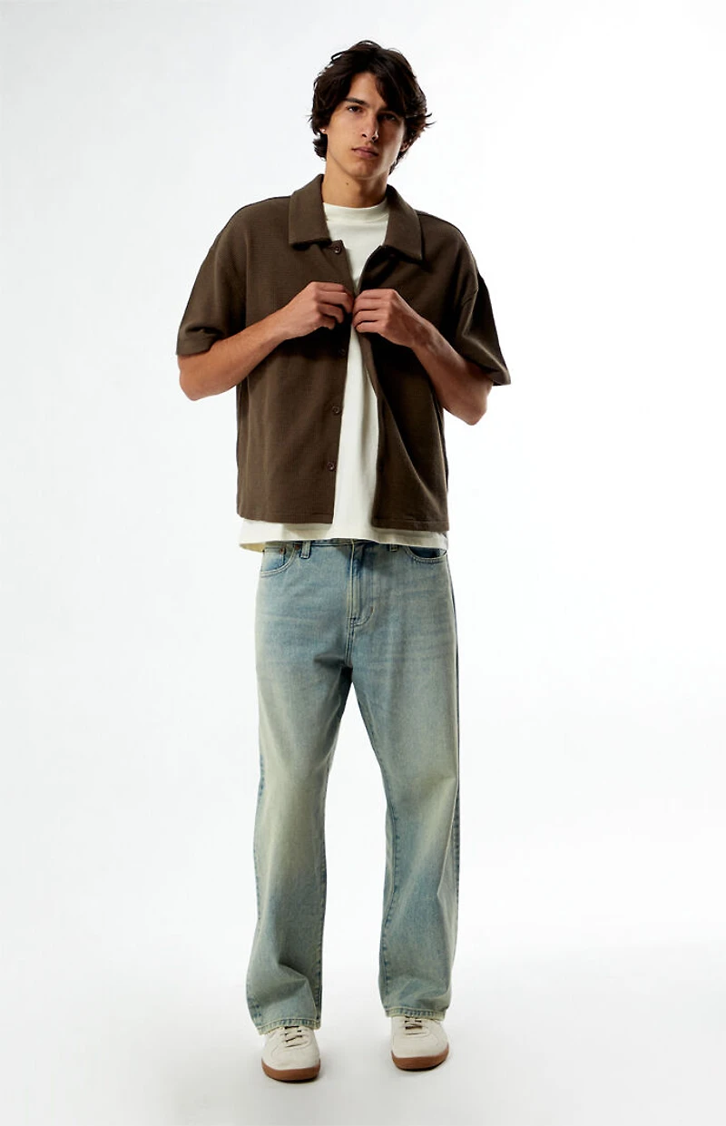 Pacsun Stone Solid Textured Oversized Camp Shirt