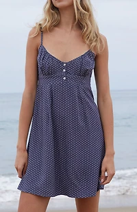 John Galt Navy Polka Dot Robbie Mini Dress