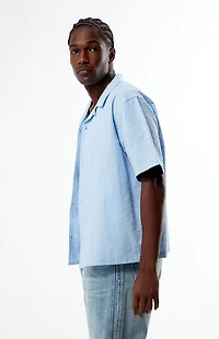 Pacsun Blue Pointelle Oversized Camp Shirt