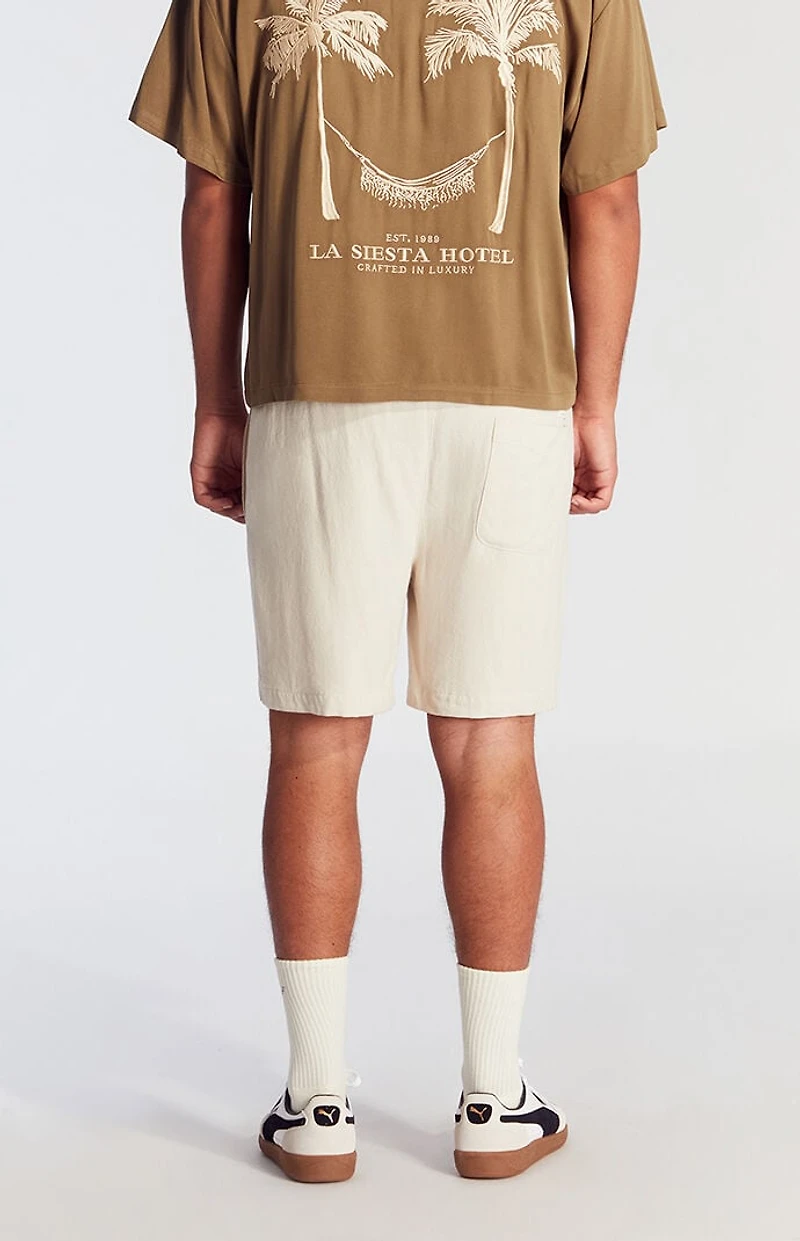 Pacsun Cream Russel Linen Volley Shorts
