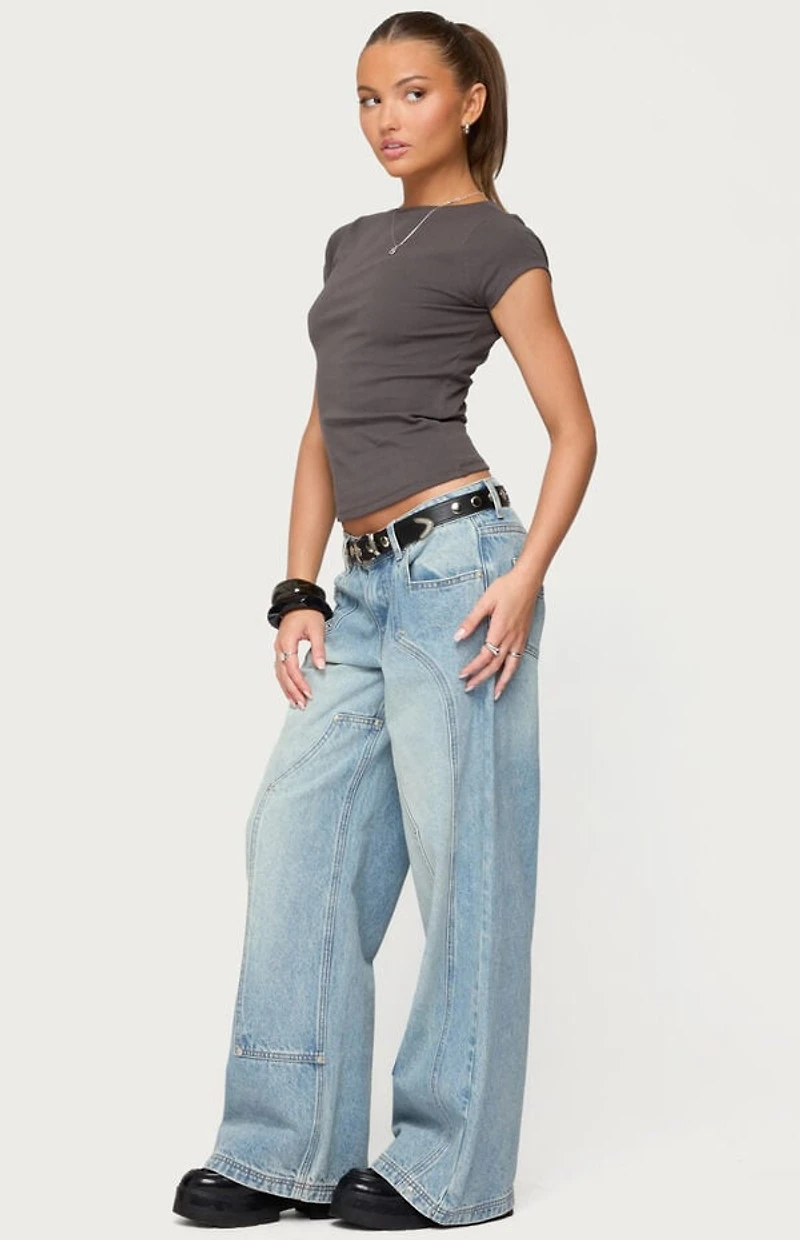 Edikted Oliana Ribbed Boat Neck T-Shirt