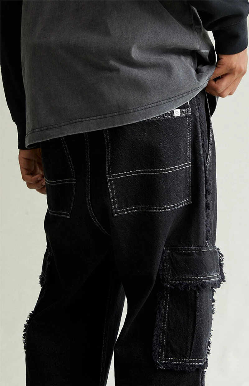Pacsun Blake Extreme Baggy Jeans Cargo Frayed Black