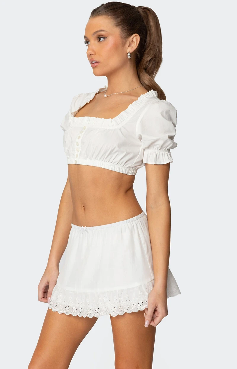 Edikted Lenora Puffed Sleeve Crop Top