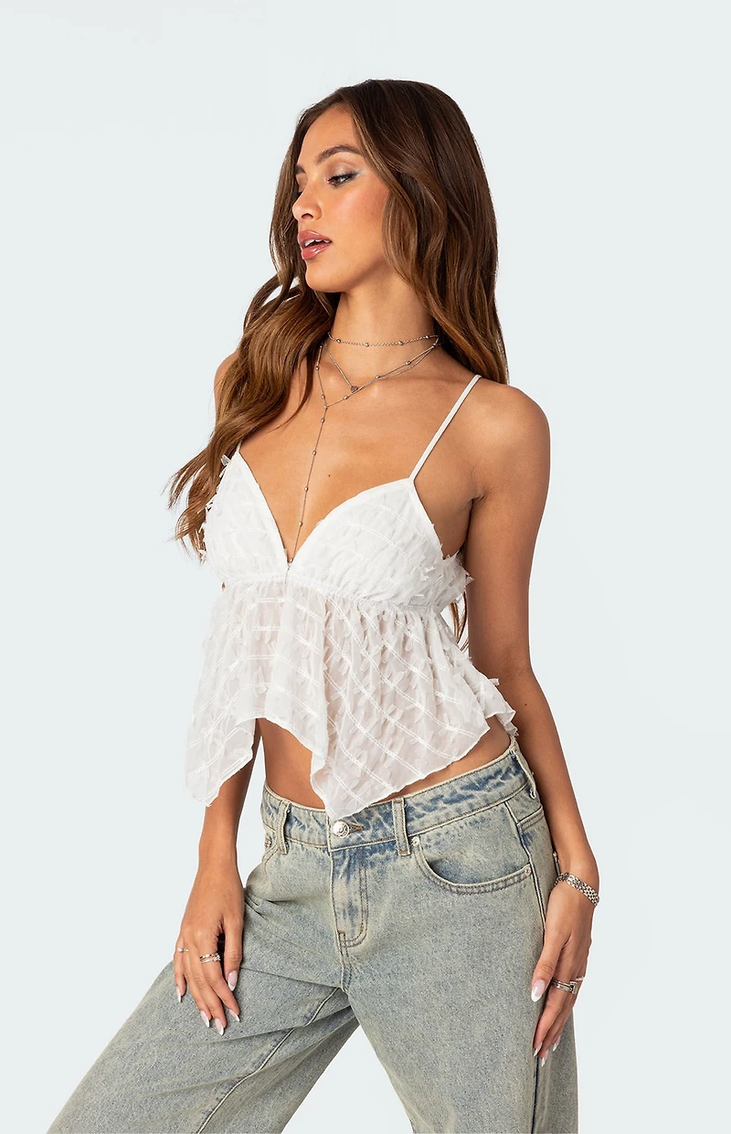 Edikted Flutter Frilled Tie Back Top