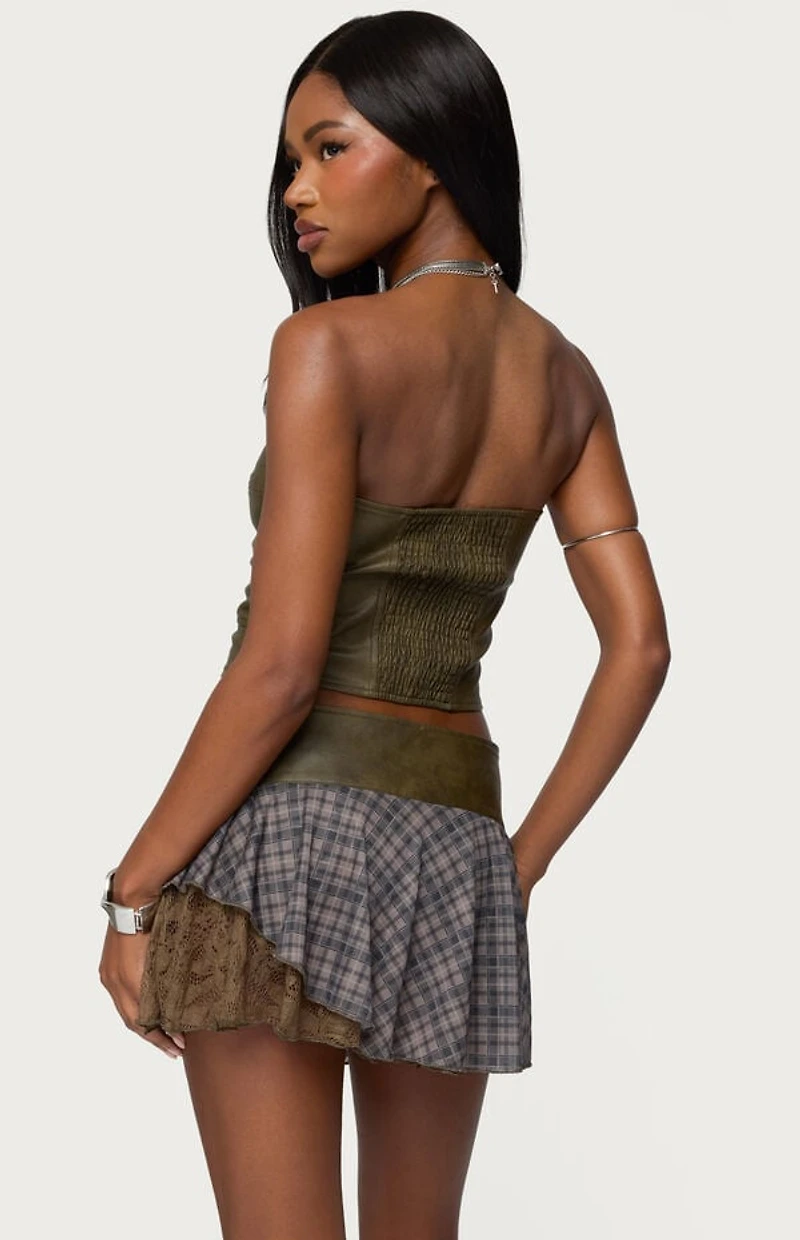 Edikted Varley Buckle Cutout Faux Leather Top