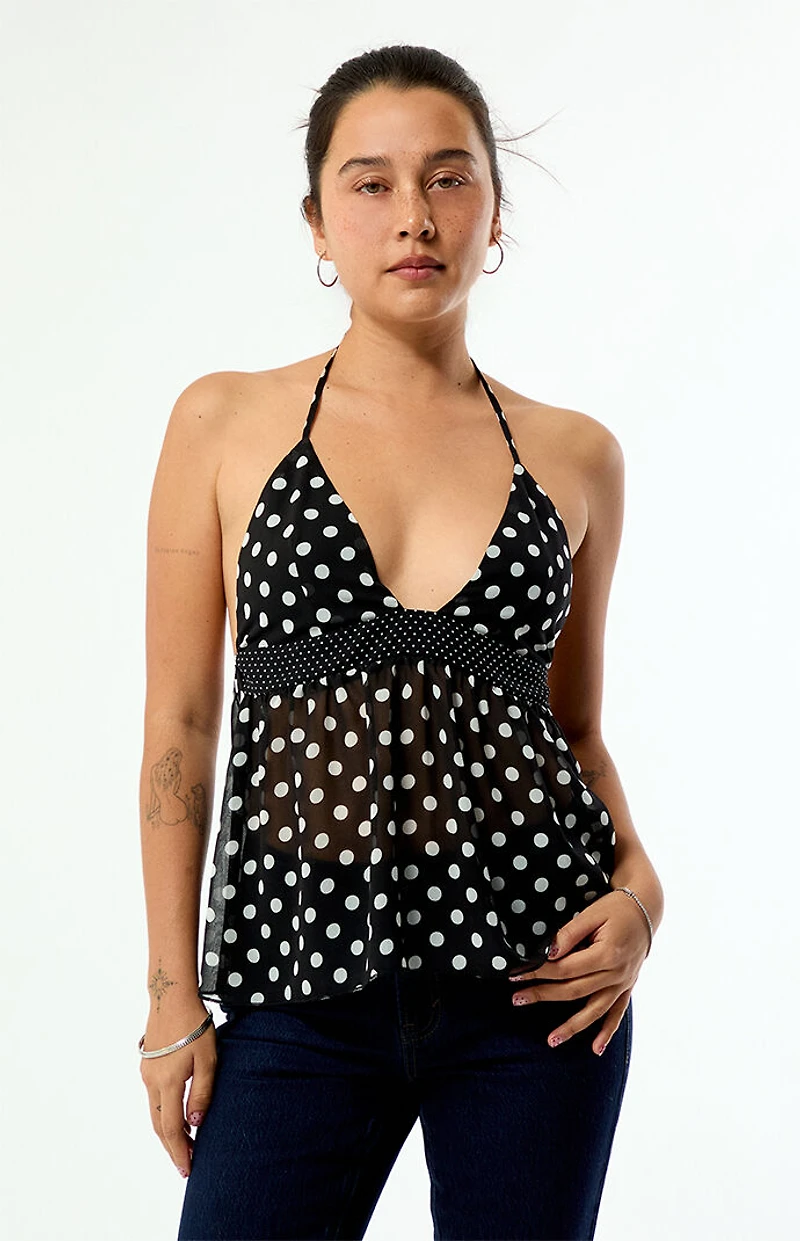 Beverly and Beck Arden Polka Dot Chiffon Babydoll Top