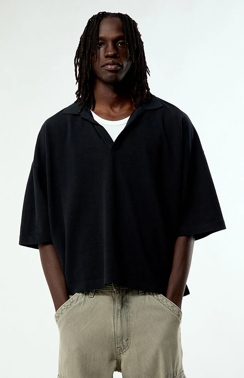Pacsun Black Solid Polo Shirt