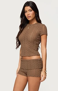 Edikted Rye Sheer Textured T-Shirt