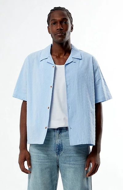 Pacsun Blue Pointelle Oversized Camp Shirt