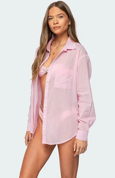 Edikted Kellen Oversized Cotton Button Up Shirt