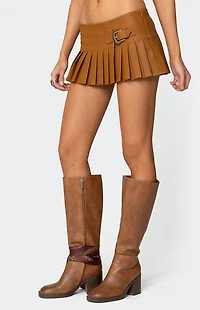 Edikted Pleated Faux Leather Mini Skort