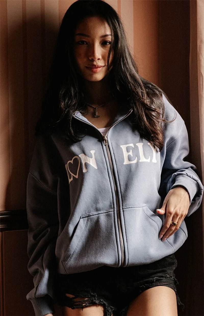 Lonely GHOST Hearts Zip Up Hoodie