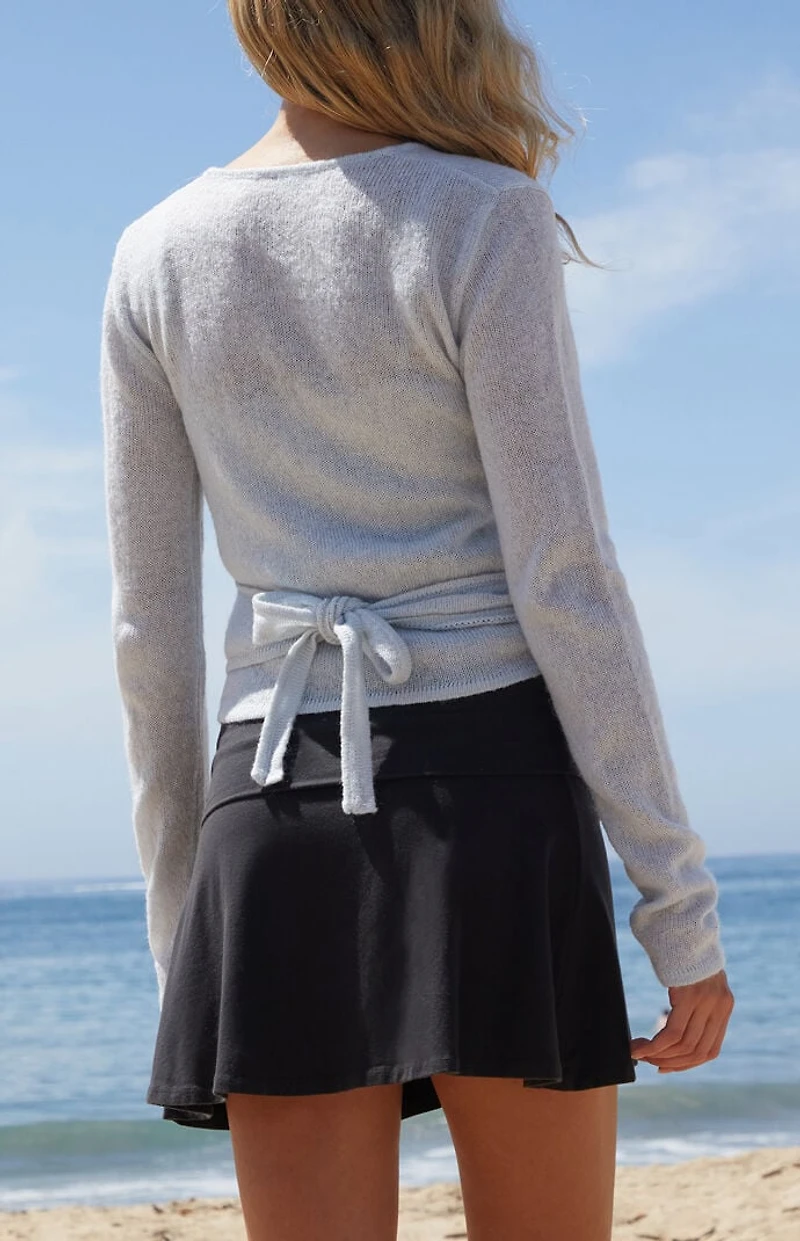 John Galt Light Blue Wrap Sweater