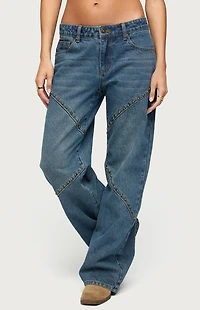Edikted Charla Stud Low Rise Baggy Jeans