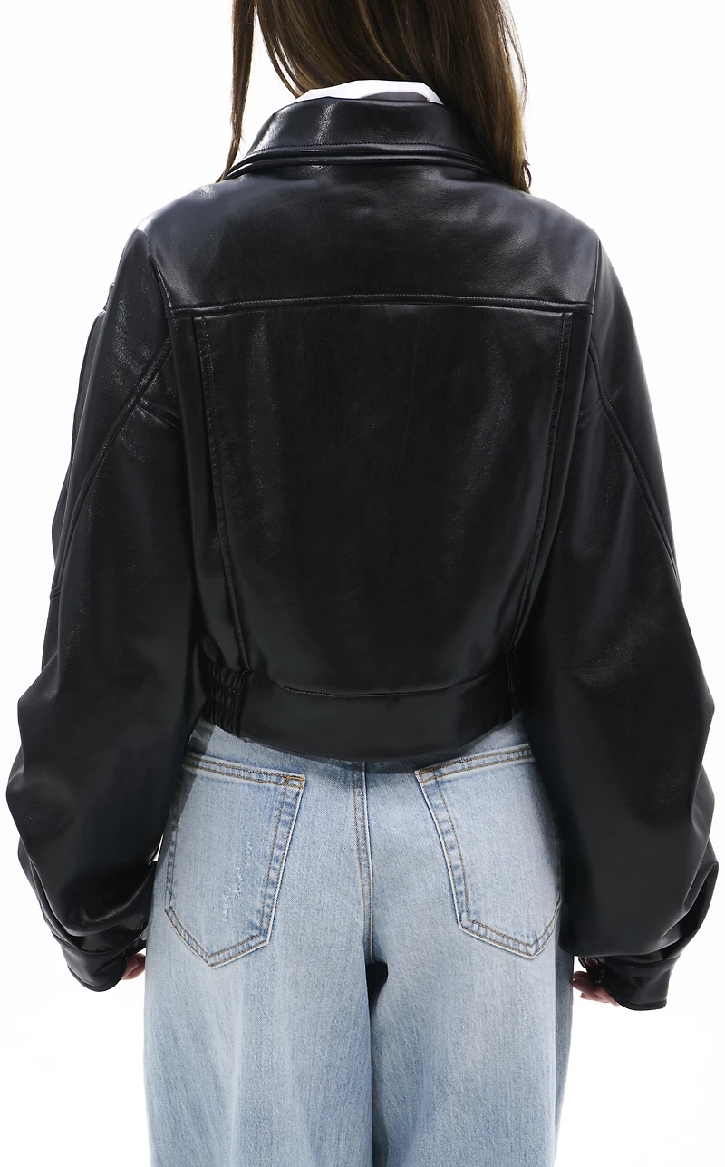 AZALEA WANG Papoose Black Butter Faux Leather Jacket