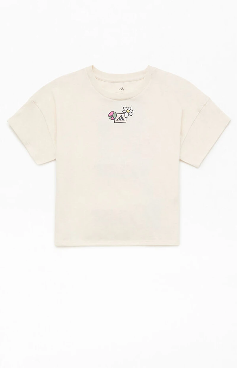 adidas Kids Oatmeal Dropped Shoulder Heather T-Shirt