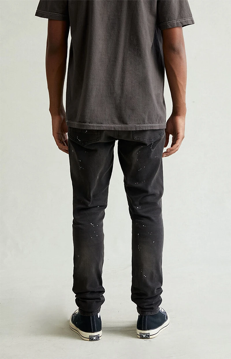 Pacsun Bryce Stacked Skinny Jeans Stretch Paint Splatter Faded Black