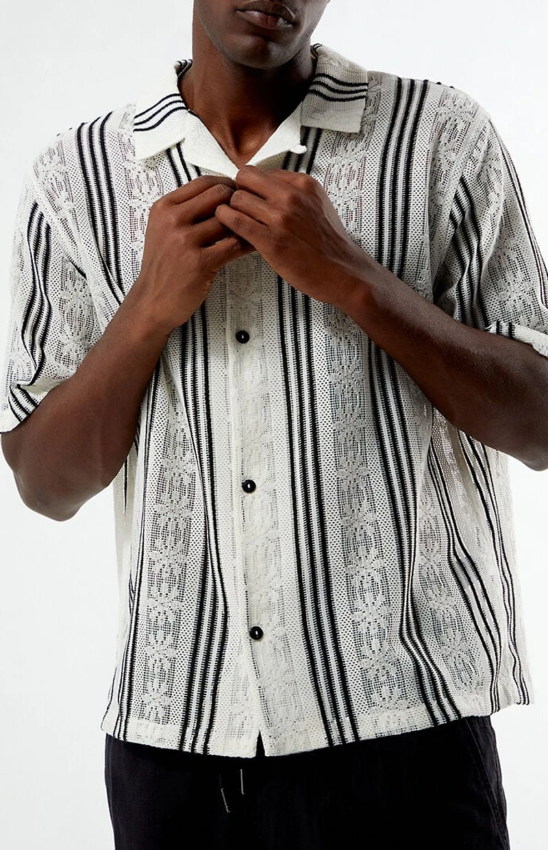 Pacsun Striped Textured Oversized Resort Camp Shirt