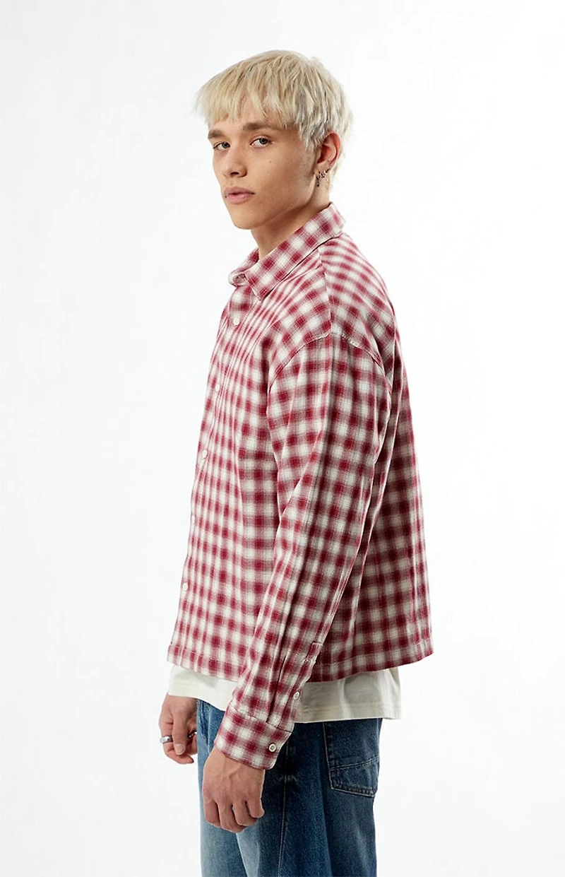 Pacsun Red Plaid Long Sleeve Button Down Shirt