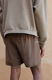 A.R.C. Active Brown Mesh Running Shorts