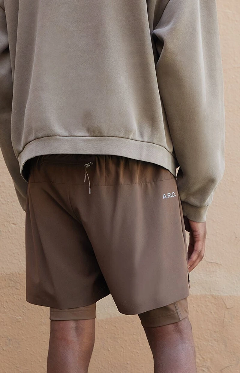 A.R.C. Active Brown Mesh Running Shorts