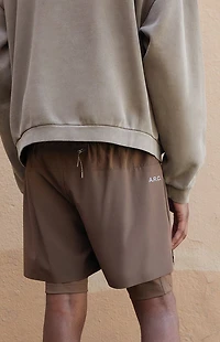 A.R.C. Active Brown Mesh Running Shorts