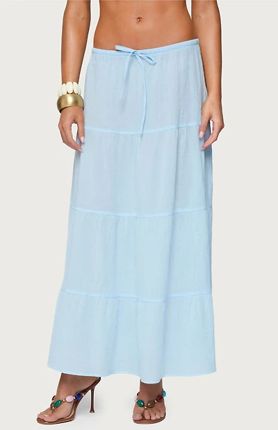 Edikted Kaila Cotton Tiered Maxi Skirt